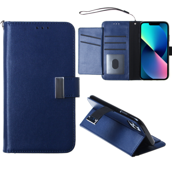 iPhone 15 Plus Elegant Leather Wallet Case w/Wristlet Strap
