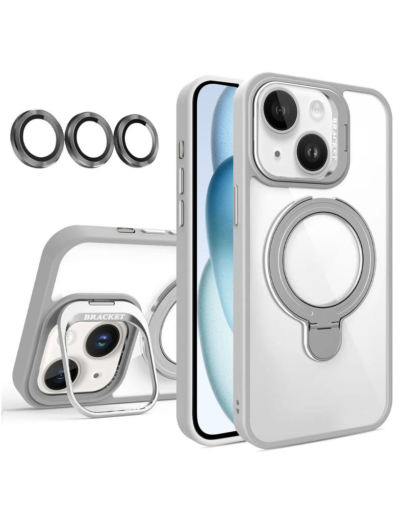 iPhone 16e Magnetic Clear Case – 2 Kickstand + Camera Lens Cover