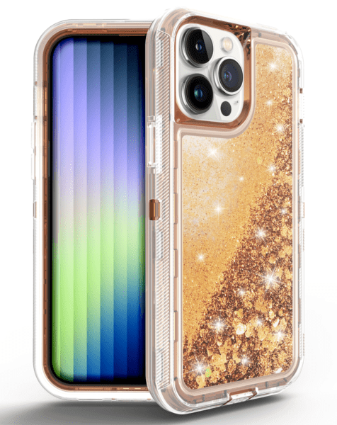 iPhone 14 Pro Max Protective Glitter Liquid Bumper Defender Cases