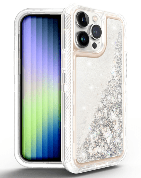 iPhone 14 Pro Max Protective Glitter Liquid Bumper Defender Cases