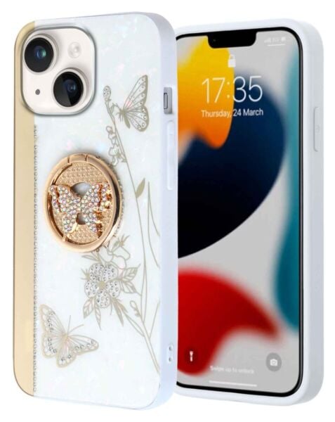 iPhone 15 Luxury Diamond Shiny Cases w/Ring