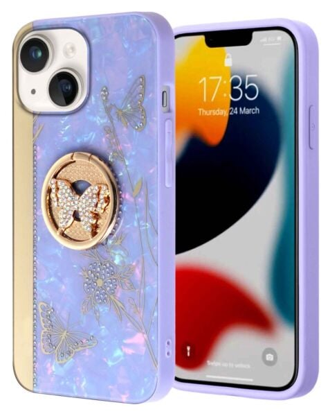 iPhone 15 Luxury Diamond Shiny Cases w/Ring