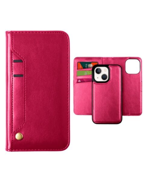 iPhone 15 Plus Genuine Leather Magnetic Wallet Case w/Credit Card Slot