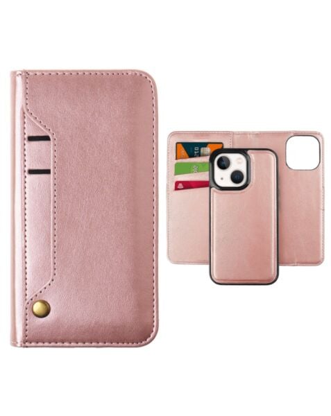 iPhone 15 Plus Genuine Leather Magnetic Wallet Case w/Credit Card Slot