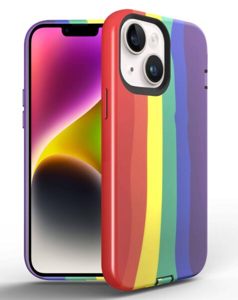iPhone 15 Plus Thinner Heavy Duty Rainbow Case