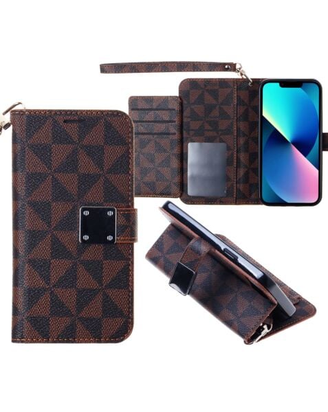 lv wallet case brown leather for iphone 15 pro max