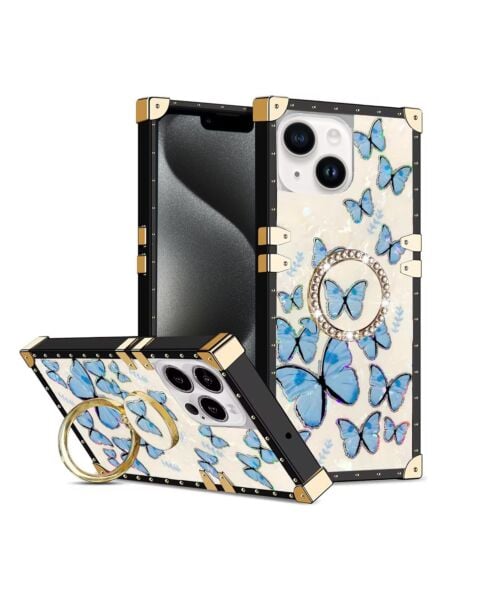 iPhone 15 Plus Butterfly Design Square Case w/ Ring