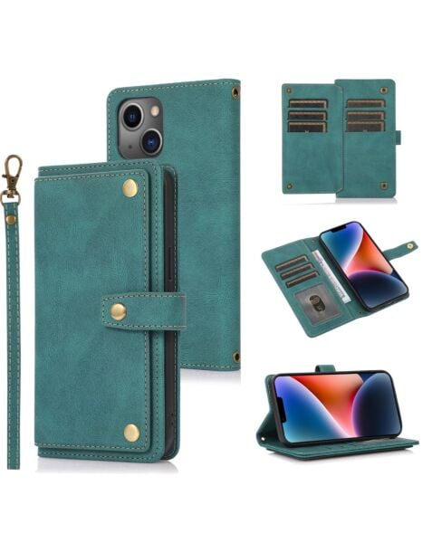 iPhone 15 Plus Crossbody With Strap Card Wallet Leather Case