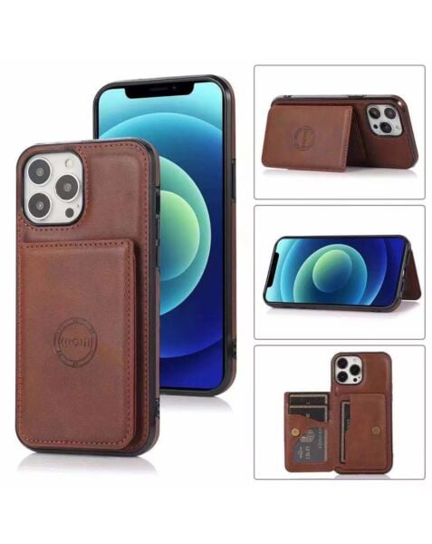 iPhone 15 Pro Leather Pocket Wallet Case