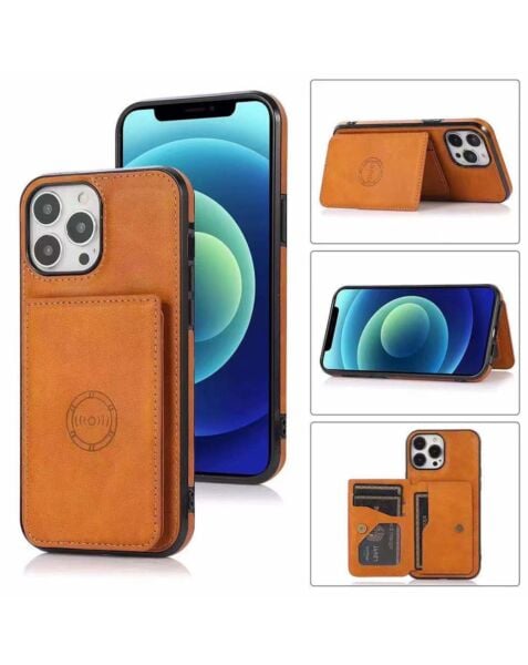iPhone 15 Pro Leather Pocket Wallet Case