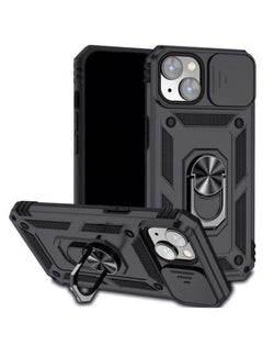 iPhone 15 Pro Max Dual Layers Hybrid Case w/Metal Ring And Camera Protector Defender