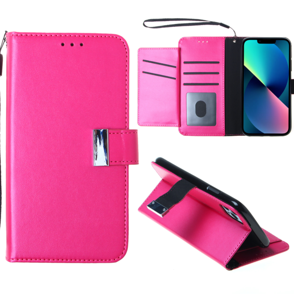 iPhone 15 Pro Max Elegant Leather Wallet Case w/Wristlet Strap