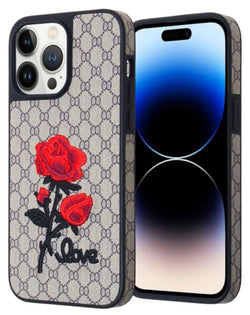 iPhone 15 Pro Max Double Injection Rose Design Leather Cases