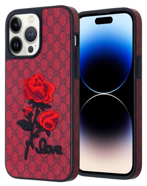 iPhone 15 Pro Max Double Injection Rose Design Leather Cases