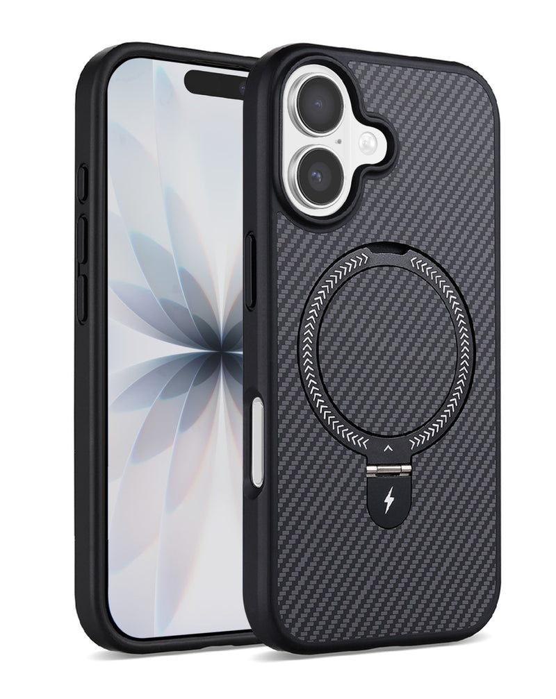 iPhone 17 Magnetic Kickstand Case with Carbon Fiber