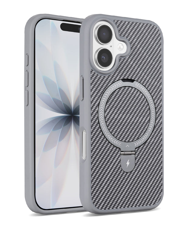 iPhone 17 Magnetic Kickstand Case with Carbon Fiber