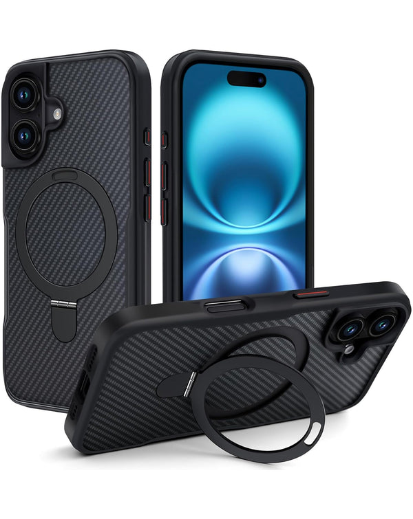 iPhone 17 Carbon Fiber Magnetic Kickstand Case