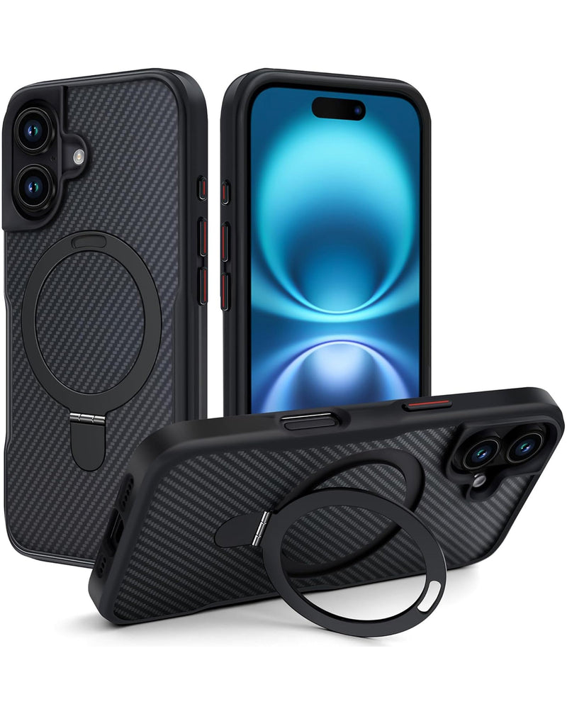 iPhone 17 Carbon Fiber Magnetic Kickstand Case