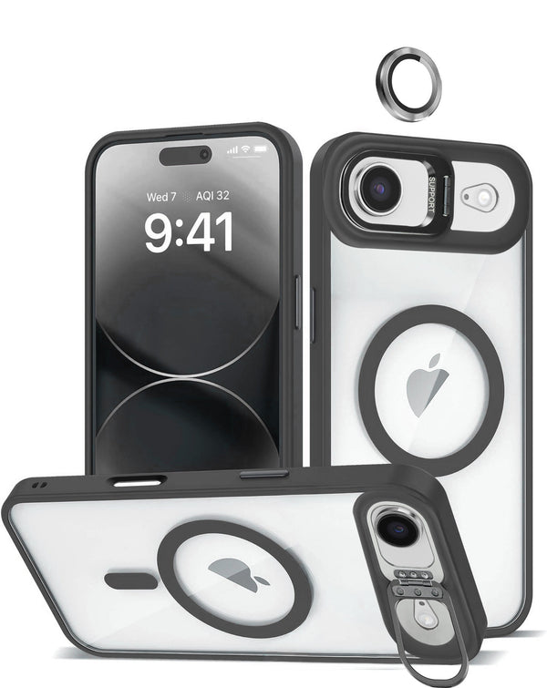 iPhone Air Thin Magnetic Clear Case w/ Camera Stand & Camera Cover