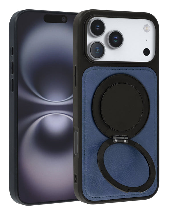 iPhone 17 Pro Slim Leather Case with Wireless Charging Kickstand