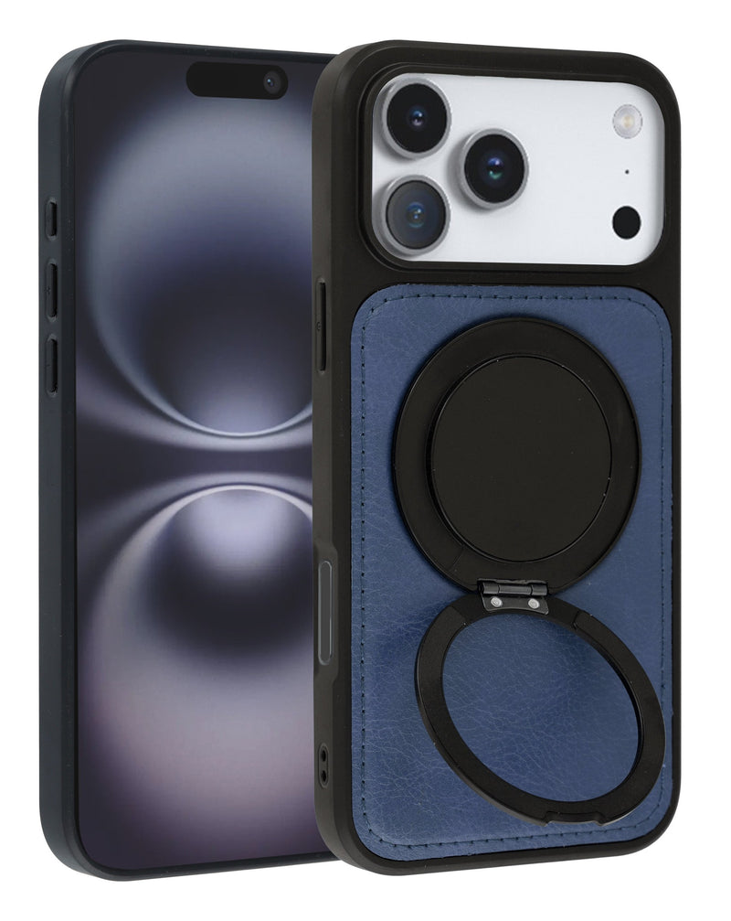 iPhone 17 Pro Slim Leather Case with Wireless Charging Kickstand