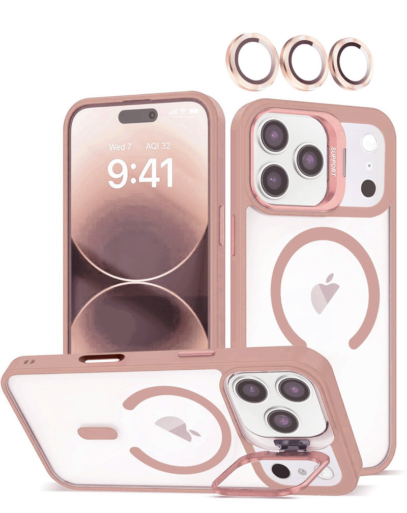 iPhone 17 Pro Thin Magnetic Clear Case w/ Camera Stand & Camera Cover