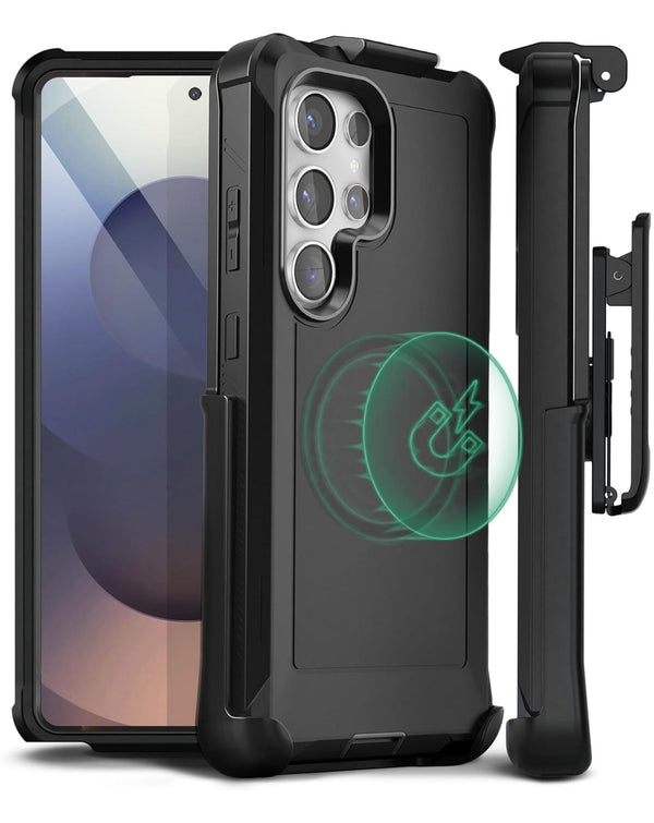 xBase by PowerPeak - Magsafe Heavy Duty Case with Clips - BLACK for Galaxy S25 Ultra (Only Ground Shipping) - Banana Cellular Solutions