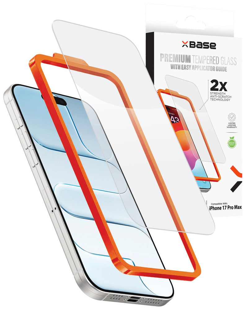 xBase Clear Tempered Glass for iPhone 17 Pro Max (Single Pack)