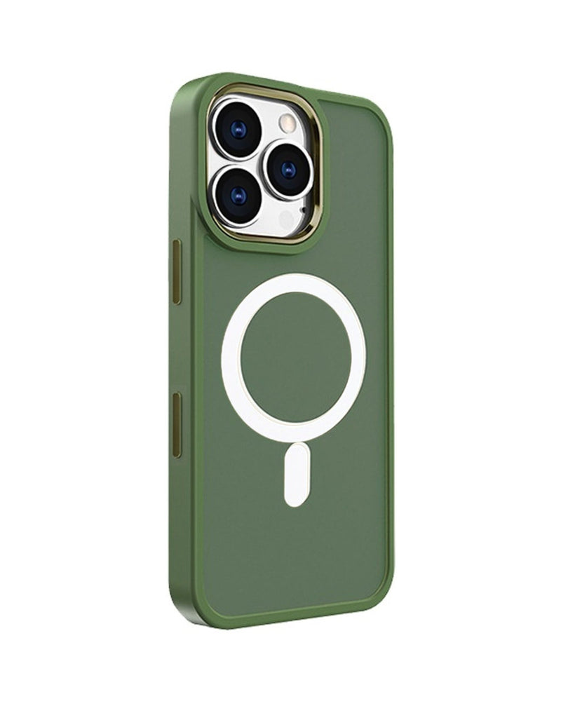 Custodia Magnetica Per IPhone 12 Pro Max Con Cordino Da Collo Regolabile E Catena – Compatibile MagSafe, Trasparente Antigiallo (Verde Matcha)
