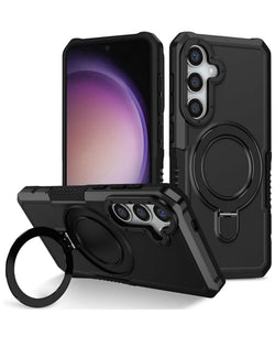 Hard PC Shockproof Case w /Ring Holder for Galaxy S25 Plus (Only Ground Shipping)