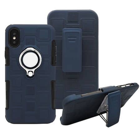 iPhone X / XS Heavy Duty Hard Rubber Cover Defender Case with Back Clip and Ring