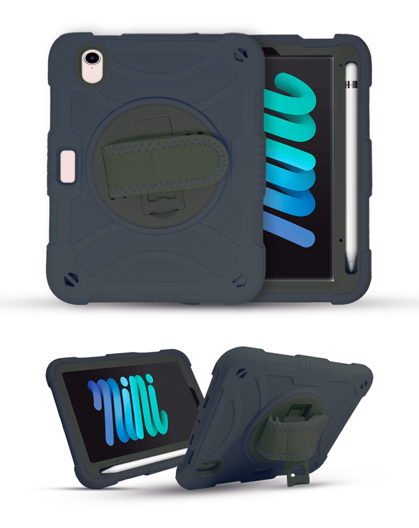 Hand Adjustable Heavy Duty Case with Shoulder Strap for iPad Mini 6 / 7 (A17 Pro) (Only Ground Shipping)