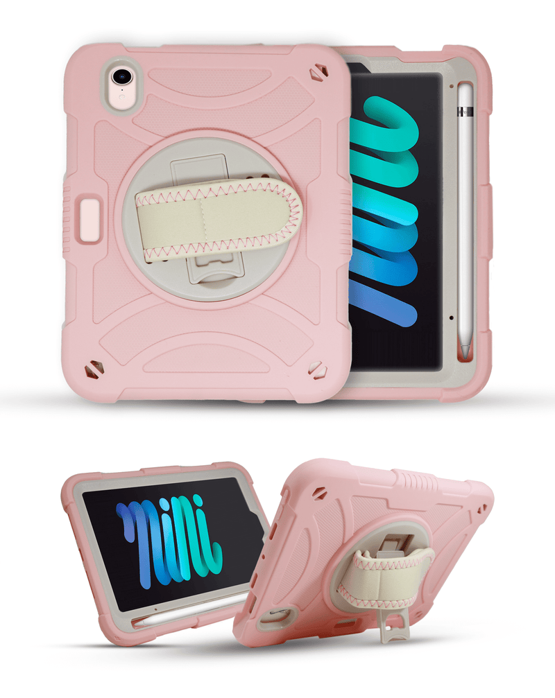 Hand Adjustable Heavy Duty Case with Shoulder Strap for iPad Mini 6 / 7 (A17 Pro) (Only Ground Shipping)