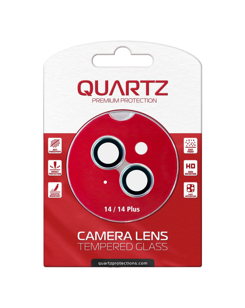 QUARTZ HD Tempered Glass with Metal Ring for iPhone 14 / 14 Plus Back Camera (BLUE) - Banana Cellular Solutions