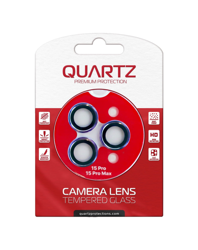 QUARTZ HD Tempered Glass with Metal Ring for iPhone 15 Pro / 15 Pro Max Back Camera (PURPLE) - Banana Cellular Solutions