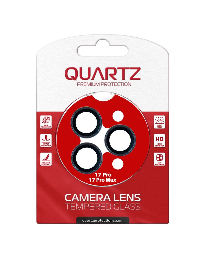 QUARTZ HD Tempered Glass with Metal Ring for iPhone 17 Pro / 17 Pro Max Back Camera