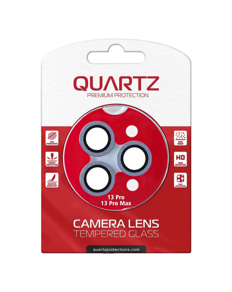 QUARTZ HD Tempered Glass (BLUE) with Glitter Diamond Camera Lens for iPhone 13 Pro Max / 13 Pro Back Camera - Banana Cellular Solutions