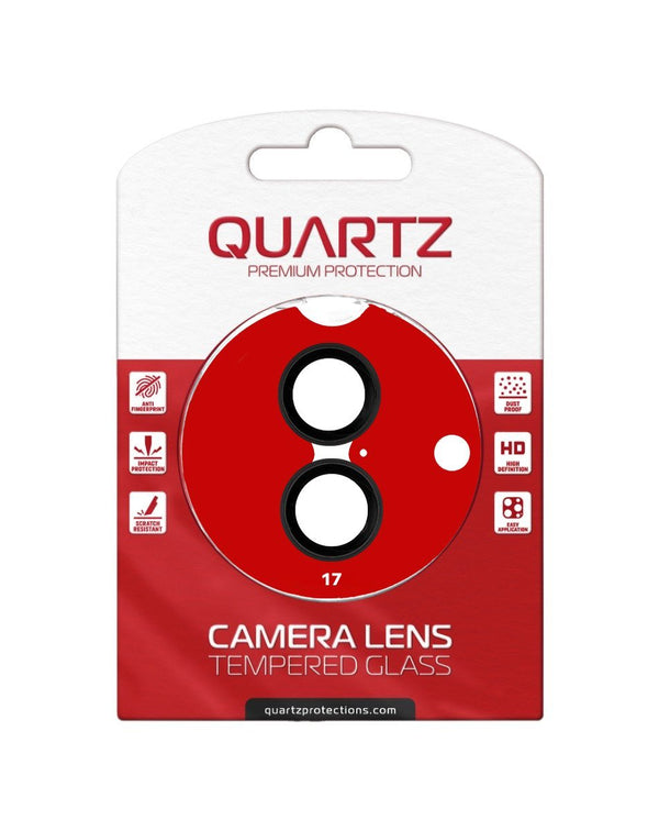 QUARTZ HD Tempered Glass with Metal Ring for iPhone 17 Back Camera (BLACK & BLACK) - Banana Cellular Solutions