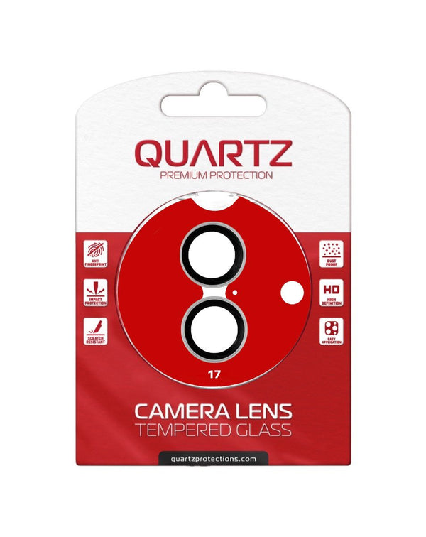 QUARTZ HD Tempered Glass with Metal Ring for iPhone 17 Back Camera (BLACK & SILVER) - Banana Cellular Solutions