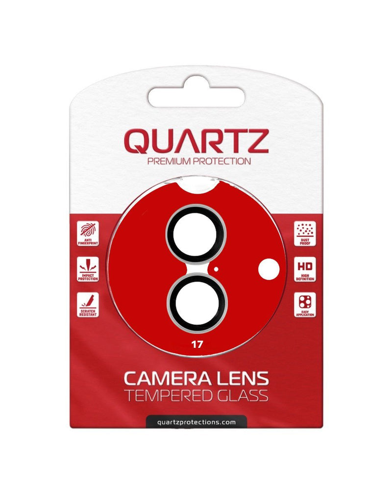 QUARTZ HD Tempered Glass with Metal Ring for iPhone 17 Back Camera (BLACK & SILVER) - Banana Cellular Solutions
