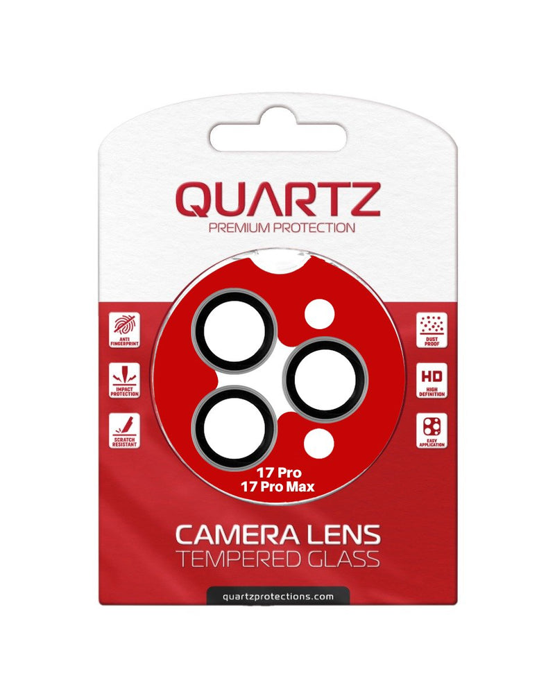 QUARTZ HD Tempered Glass with Metal Ring for iPhone 17 Pro / 17 Pro Max Back Camera