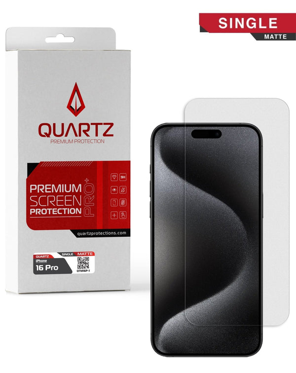 QUARTZ Matte Tempered Glass for iPhone 16 Pro / 17 / 17 Pro (Single Pack) - Banana Cellular Solutions
