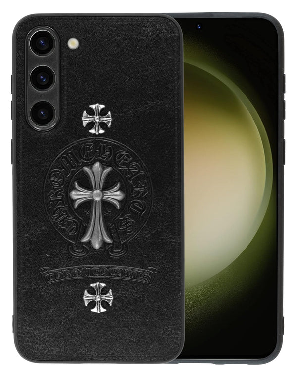 Galaxy S23 Plus Leather Case with Metal Ornaments - CROSS (Only Ground Shipping) - Banana Cellular Solutions