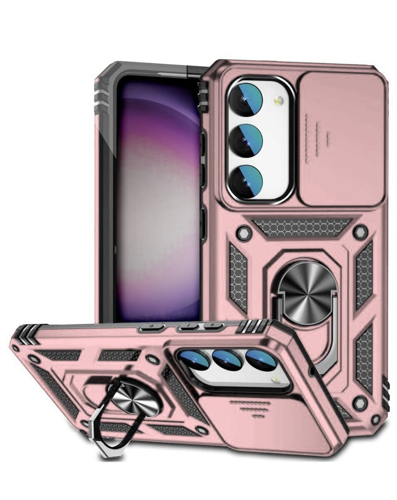 Galaxy S25 Dual Layers Hybrid Case with Metal Ring And Camera Protector (Only Ground Shipping) - Banana Cellular Solutions