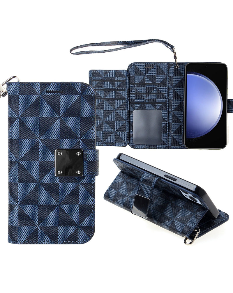 Galaxy S25 Triangle Geometric Design Wallet Case (Only Ground Shipping) - Banana Cellular Solutions