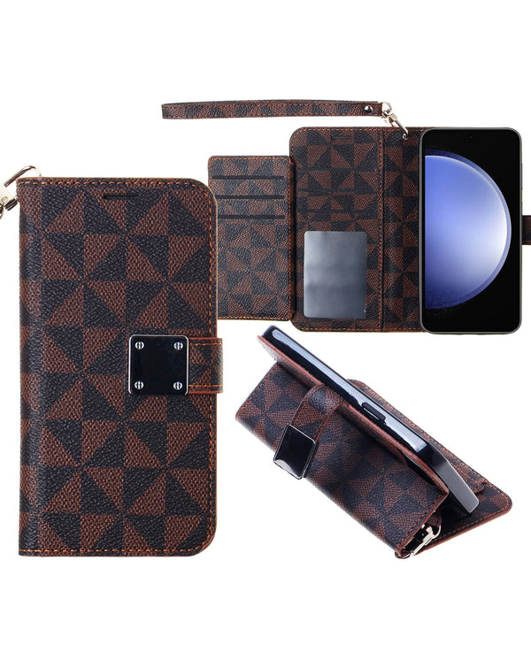 Galaxy S25 Triangle Geometric Design Wallet Case (Only Ground Shipping) - Banana Cellular Solutions