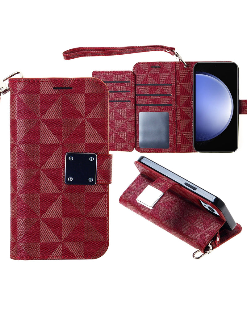 Galaxy S25 Triangle Geometric Design Wallet Case (Only Ground Shipping) - Banana Cellular Solutions