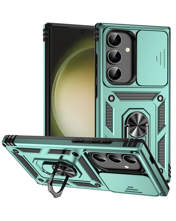 Galaxy S24FE Dual Layers Hybrid Case with Metal Ring And Camera Protector (Only Ground Shipping)