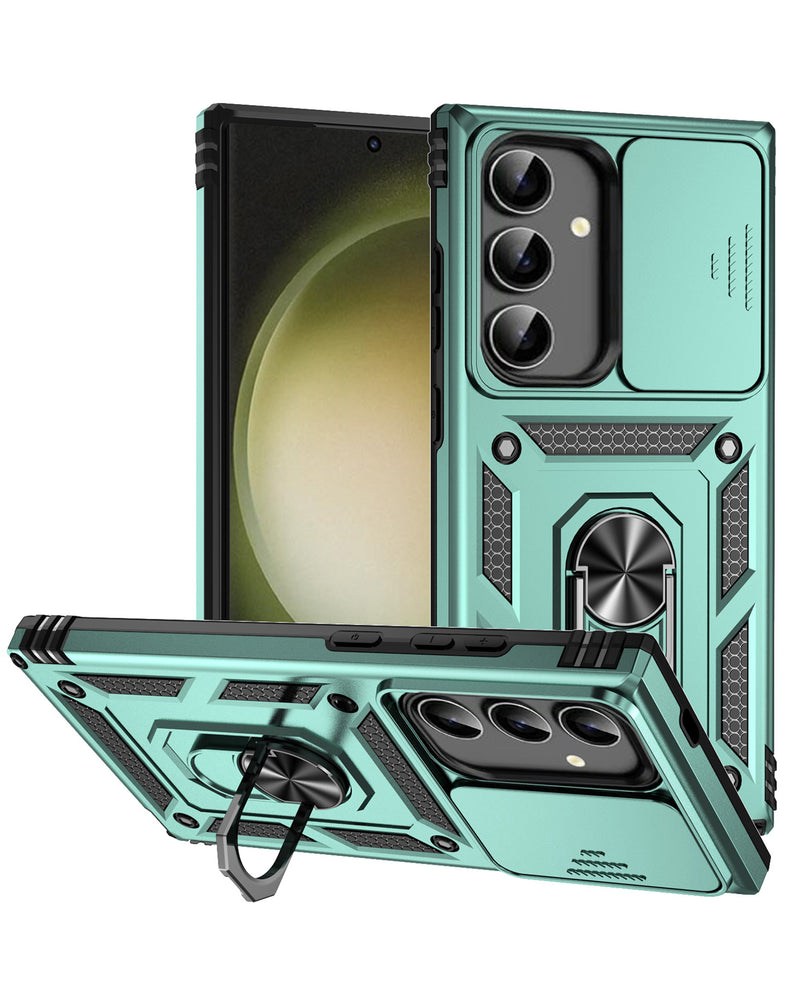 Galaxy S24FE Dual Layers Hybrid Case with Metal Ring And Camera Protector (Only Ground Shipping)