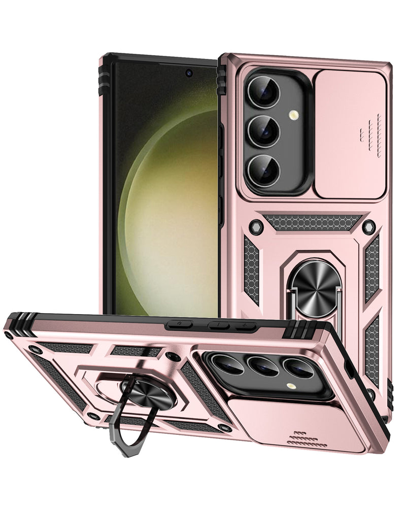 Galaxy S24FE Dual Layers Hybrid Case with Metal Ring And Camera Protector (Only Ground Shipping)